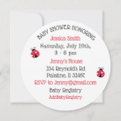 Red Ladybug Meisje Baby Douche Uitnodigingen (Achterkant)