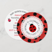Red Ladybug Meisje Baby Douche Uitnodigingen (Voorkant / Achterkant)
