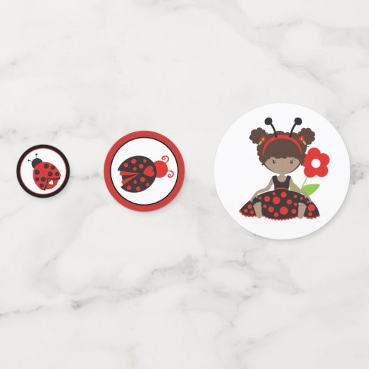Red Ladybug Meisje Verjaardag Confetti (Voorkanten)