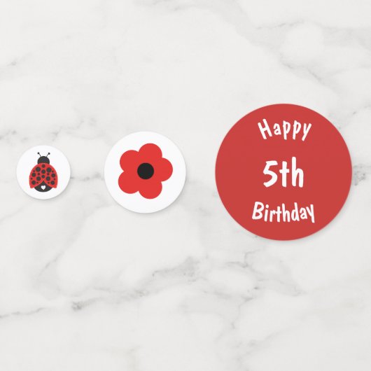 Red Ladybug Meisje Verjaardag Confetti (Achterkanten)