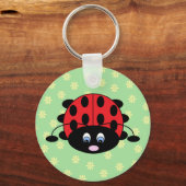 Red Ladybug met Flowers Sleutelhanger (Voorkant)