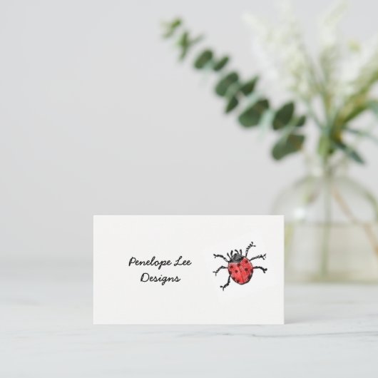  Red Ladybug Minimalist Classy Visitekaartje (Staand voorkant)