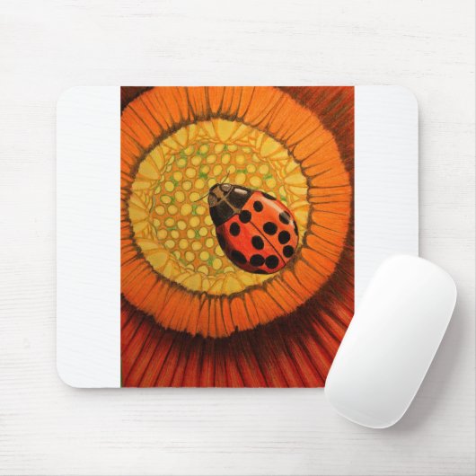 Red Ladybug op ventilator Muismat (Met muis)