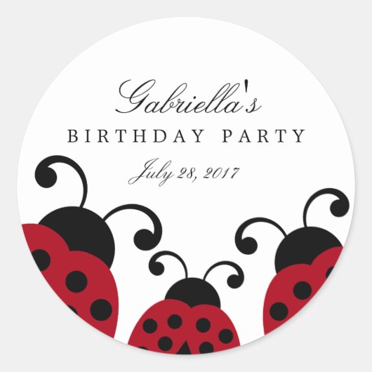 Red Ladybug Party Favor Stickers (Voorkant)