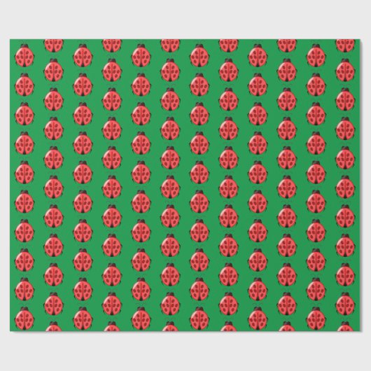 Red Ladybug Pattern Cadeaupapier (Vlak)