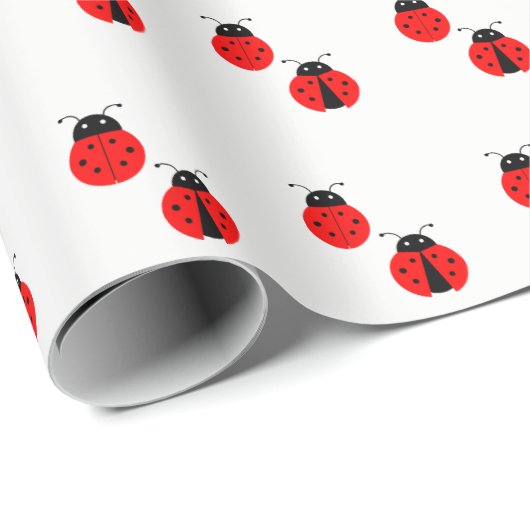 Red Ladybug Pattern Fun Animals Cadeaupapier (Rol Hoek)