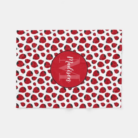 Red Ladybug Pattern gepersonaliseerd meisje Fleece Deken (Voorkant (Horizontaal))