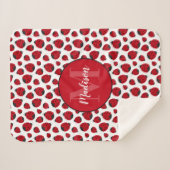 Red Ladybug Pattern gepersonaliseerd meisje Sherpa Deken (Voorkant (horizontaal))