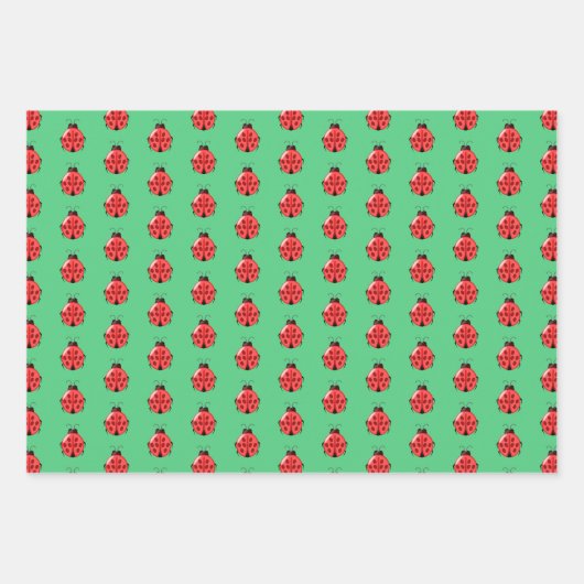 Red Ladybug Pattern Inpakpapier Vel (Voorkant)