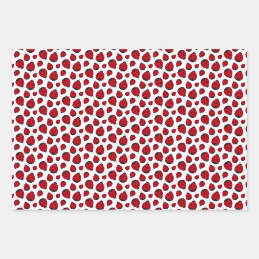 Red Ladybug Pattern Inpakpapier Vel (Voorkant)