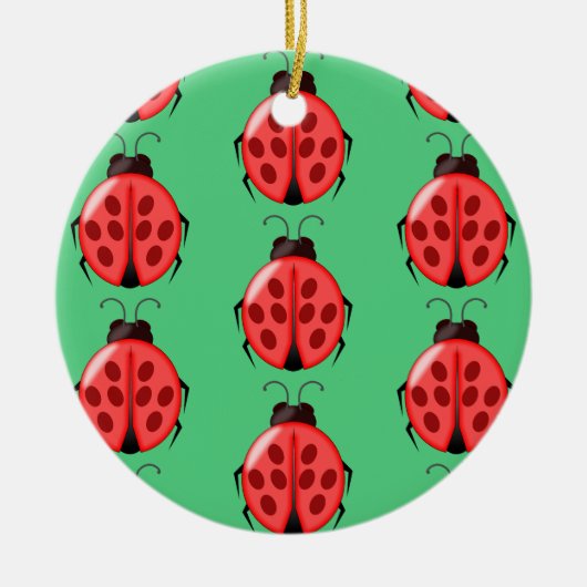Red Ladybug Pattern Keramisch Ornament (Voorkant)