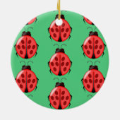 Red Ladybug Pattern Keramisch Ornament (Achterkant)