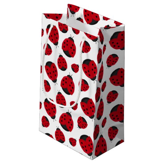 Red Ladybug Pattern Klein Cadeauzakje (Achterkant Gekanteld)