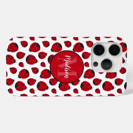 Red Ladybug Pattern Persoonlijk Case-Mate iPhone Case (Achterkant (horizontaal))