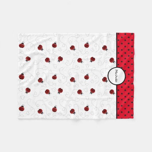 Red Ladybug Pattern Persoonlijk Fleece Deken (Voorkant (Horizontaal))