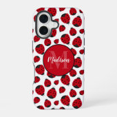 Red Ladybug Pattern Persoonlijk iPhone 16 Hoesje (Achterkant)