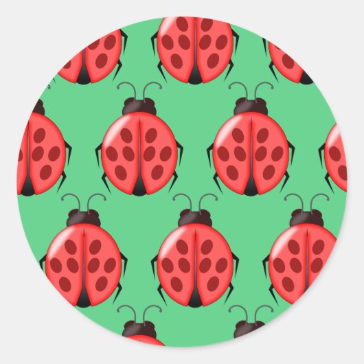Red Ladybug Pattern Ronde Sticker (Voorkant)
