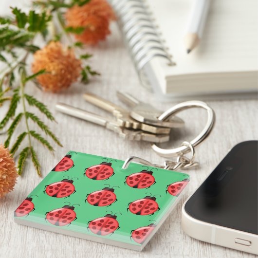 Red Ladybug Pattern Sleutelhanger (Voorkant Rechts)