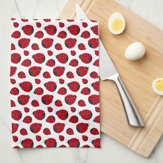 Red Ladybug Pattern Theedoek (Quarter Fold)