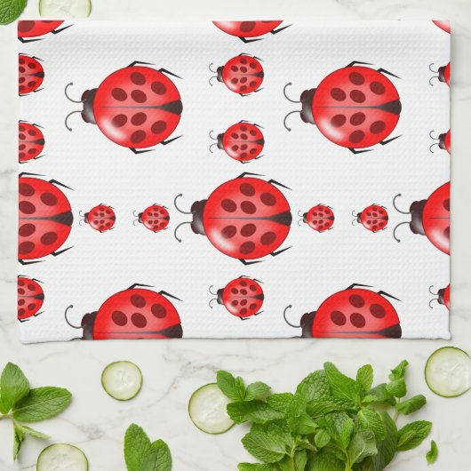 Red Ladybug Pattern Theedoek (Gevouwen)
