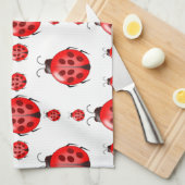 Red Ladybug Pattern Theedoek (Quarter Fold)