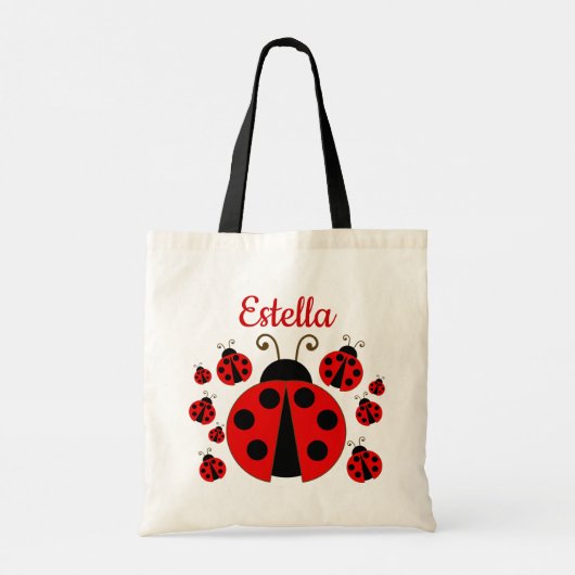 Red Ladybug Persoonlijke Canvas tas (Achterkant)