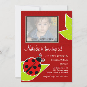 Red Ladybug Photo Invite Kaart
