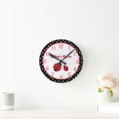 Red Ladybug Polka Dot Nursery Girls Wall klok (Huis)