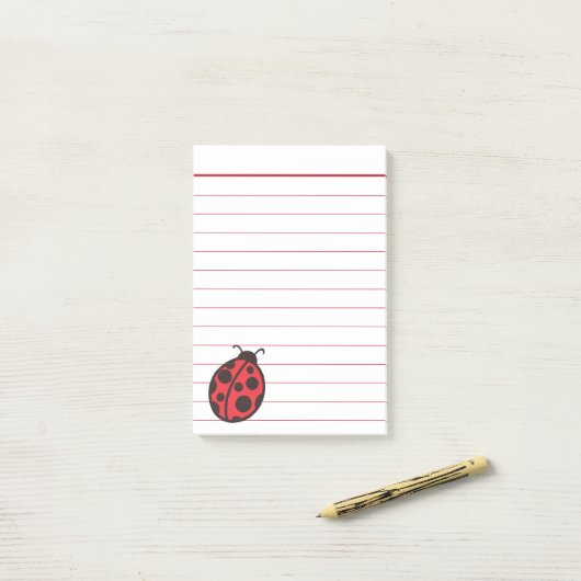 Red Ladybug Post Post-it® Notes (Op bureau)