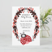 Red Ladybug Red Leaves Baby Shower Invitaties Kaart (Staand voorkant)