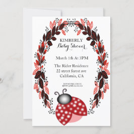 Red Ladybug Red Leaves Baby Shower Invitaties Kaart