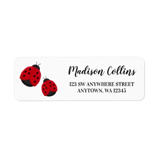 Red Ladybug Return-adres Etiket (Voorkant)