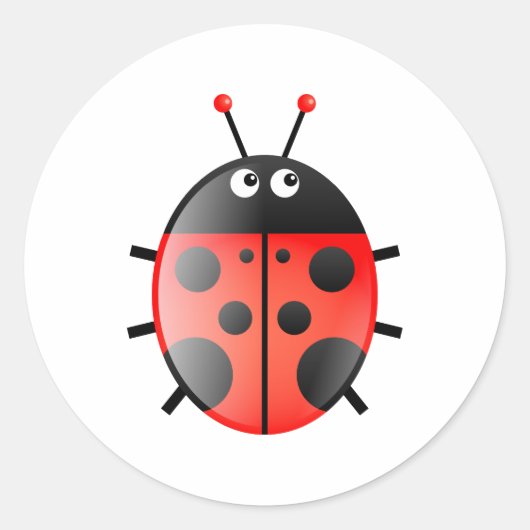 Red Ladybug Ronde Sticker (Voorkant)
