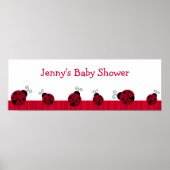 Red Ladybug Stripes Personalized Birthday Banner Poster (Voorkant)