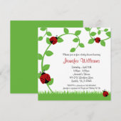 Red Ladybug Vines Baby Shower Invitations Kaart (Voorkant / Achterkant)