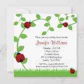 Red Ladybug Vines Baby Shower Invitations Kaart (Voorkant)