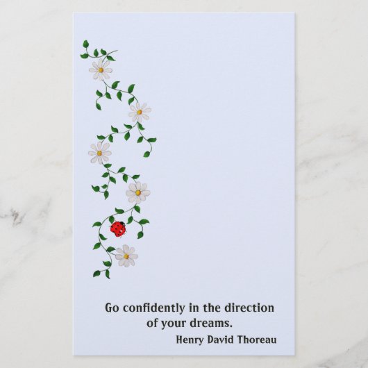 Red Ladybug, White Daisies, Aanmoediging Briefpapier (Voorkant)