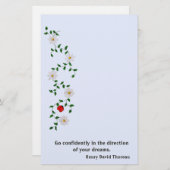 Red Ladybug, White Daisies, Aanmoediging Briefpapier (Voorkant / Achterkant)