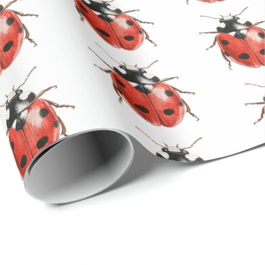 Red Ladybugs Birthday Cadeaupapier (Rol Hoek)