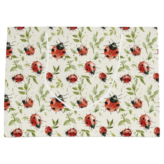 Red Ladybugs Birthday Groot Cadeauzakje (Voorkant)