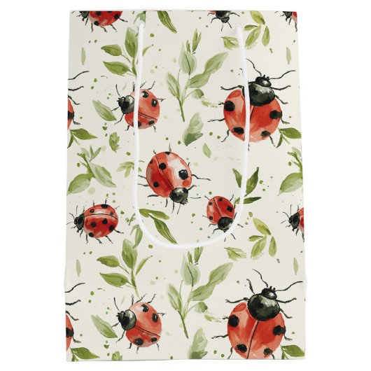 Red Ladybugs Birthday Medium Cadeauzakje (Achterkant)