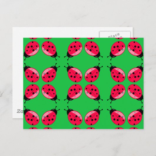 Red Ladybugs Briefkaart (Voorkant / Achterkant)