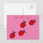 Red Ladybugs Crawling Thunder_Cove Briefkaart (Voorkant / Achterkant)
