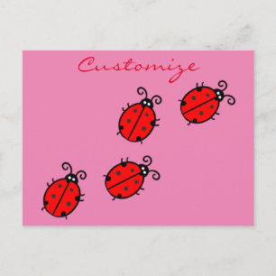 Red Ladybugs Crawling Thunder_Cove Briefkaart