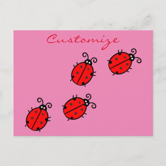Red Ladybugs Crawling Thunder_Cove Briefkaart (Voorkant)