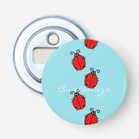 Red Ladybugs Crawling Thunder_Cove Button Flesopener (Voorkant)