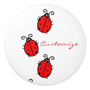 Red Ladybugs Crawling Thunder_Cove Keramische Knop