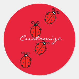 Red Ladybugs Crawling Thunder_Cove Ronde Sticker
