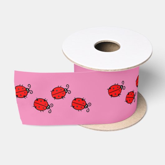 Red Ladybugs Crawling Thunder_Cove Satijnen Lint (Spoel)