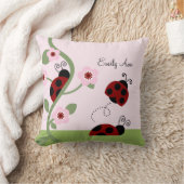 Red Ladybugs en Flowers Personalized Pillow Kussen (Deken)